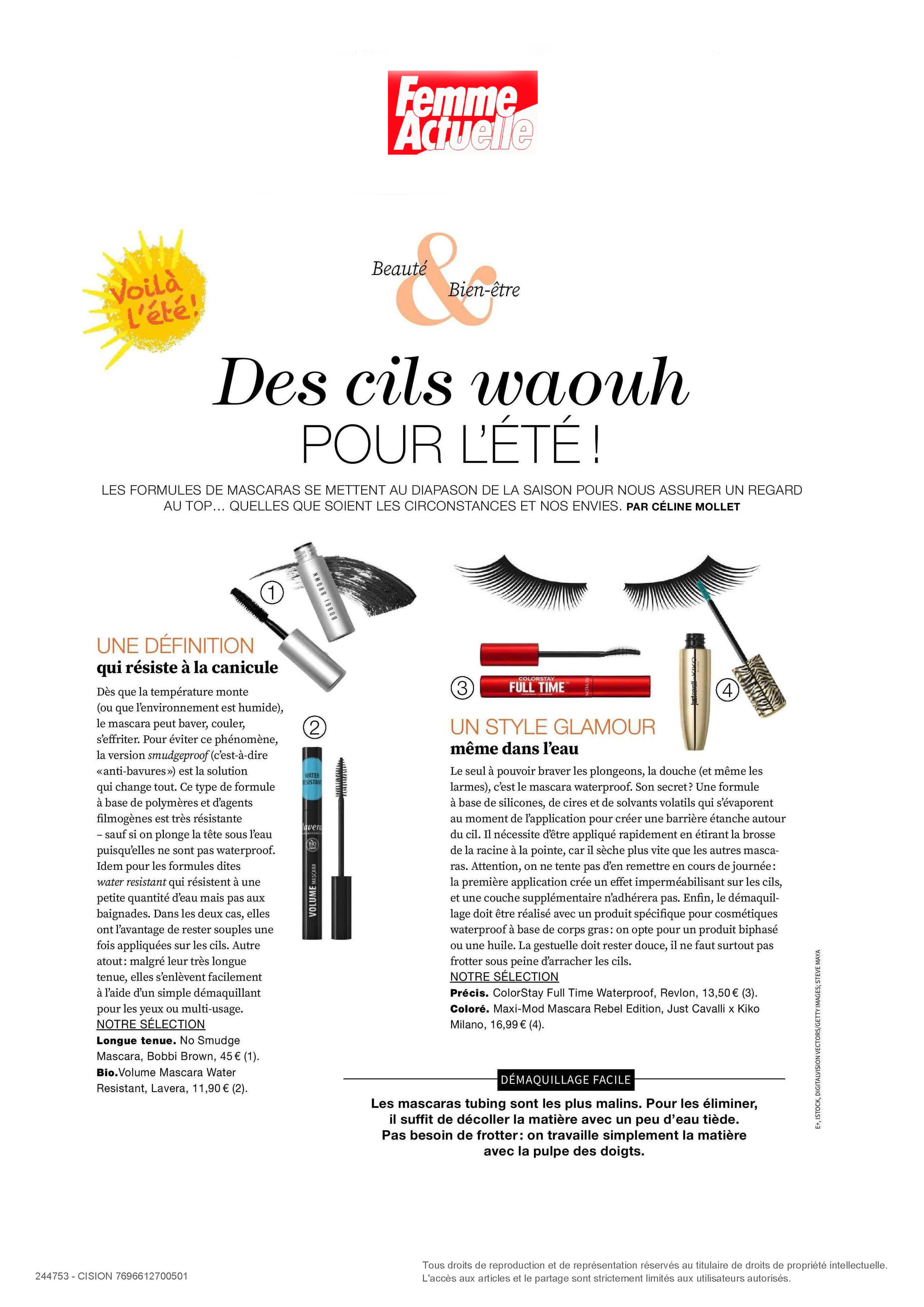 Length Define Tubing Mascara RevitaLash® Cosmetics paru dans Femme Actuelle - Août 2026